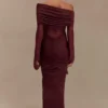 Kaitlin One Shoulder Slinky And Mesh Maxi Dress – Burgundy Kaitlin One Shoulder Slinky And Mesh Maxi Dress – Burgundy