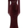 Kaitlin One Shoulder Slinky And Mesh Maxi Dress – Burgundy Kaitlin One Shoulder Slinky And Mesh Maxi Dress – Burgundy