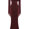 Kaitlin One Shoulder Slinky And Mesh Maxi Dress – Burgundy Kaitlin One Shoulder Slinky And Mesh Maxi Dress – Burgundy