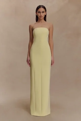 Kalila Strapless Crepe Maxi Dress – Lemon Kalila Strapless Crepe Maxi Dress – Lemon