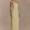 Kalila Strapless Crepe Maxi Dress – Lemon Kalila Strapless Crepe Maxi Dress – Lemon