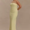 Kalila Strapless Crepe Maxi Dress – Lemon Kalila Strapless Crepe Maxi Dress – Lemon