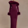 Karleigh Faux Fur Knit Maxi Dress – Plum