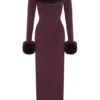 Karleigh Faux Fur Knit Maxi Dress – Plum
