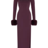 Karleigh Faux Fur Knit Maxi Dress – Plum