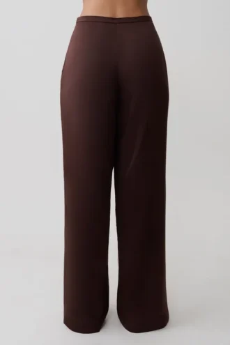 Kayla Silk Blend Straight Leg Pants – Dark Chocolate