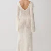 Kayleigh Crochet Fishtail Flare Sleeve Maxi Dress – White