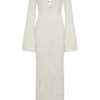 Kayleigh Crochet Fishtail Flare Sleeve Maxi Dress – White