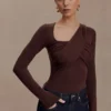 Kaylen Knit Long Sleeve Top – Dark Chocolate
