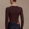 Kaylen Knit Long Sleeve Top – Dark Chocolate