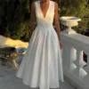 Keely Cotton Sleeveless Midi Dress – White Keely Cotton Sleeveless Midi Dress – White