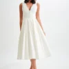 Keely Cotton Sleeveless Midi Dress – White Keely Cotton Sleeveless Midi Dress – White