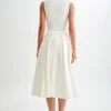 Keely Cotton Sleeveless Midi Dress – White Keely Cotton Sleeveless Midi Dress – White