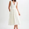 Keely Cotton Sleeveless Midi Dress – White Keely Cotton Sleeveless Midi Dress – White