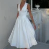 Keely Cotton Sleeveless Midi Dress – White Keely Cotton Sleeveless Midi Dress – White