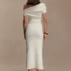 Kendra Scuba Jersey Midi Dress With Hardware – Ivory