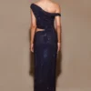 Kenny Diamante One Shoulder Maxi Dress – Navy Kenny Diamante One Shoulder Maxi Dress – Navy