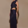 Kenny Diamante One Shoulder Maxi Dress – Navy Kenny Diamante One Shoulder Maxi Dress – Navy