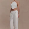 Kensley Broderie Halter Top – White