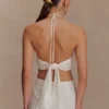 Kensley Broderie Halter Top – White