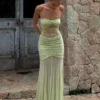 Khadijah Lace And Mesh Maxi Dress – Sage
