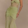 Khadijah Lace And Mesh Maxi Dress – Sage