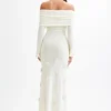Kiki Off Shoulder Knit Rose Maxi Dress – Ivory Kiki Off Shoulder Knit Rose Maxi Dress – Ivory