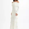 Kiki Off Shoulder Knit Rose Maxi Dress – Ivory Kiki Off Shoulder Knit Rose Maxi Dress – Ivory