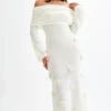Kiki Off Shoulder Knit Rose Maxi Dress – Ivory Kiki Off Shoulder Knit Rose Maxi Dress – Ivory
