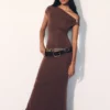 Kinsley Slinky Maxi Dress With Hardware – Chocolate Kinsley Slinky Maxi Dress With Hardware – Chocolate