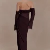 Kirsten Off Shoulder Chiffon Maxi Dress – Cacao Brown Kirsten Off Shoulder Chiffon Maxi Dress – Cacao Brown