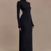 Kiyah Slinky Cut Out Maxi Dress – Black Kiyah Slinky Cut Out Maxi Dress – Black