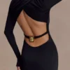 Kiyah Slinky Cut Out Maxi Dress – Black Kiyah Slinky Cut Out Maxi Dress – Black