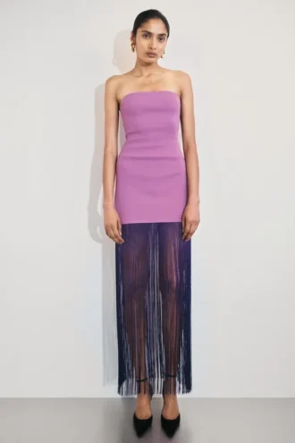 Koah Fringe Bandage Knit Maxi Dress – Purple Koah Fringe Bandage Knit Maxi Dress – Purple