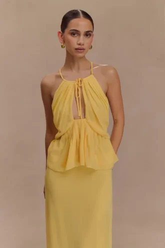 Korra Chiffon Halter Top – Butterscotch Korra Chiffon Halter Top – Butterscotch
