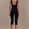 Kyra Open Back Scuba Crepe Top – Black
