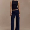 Kyra Open Back Scuba Crepe Top – Black