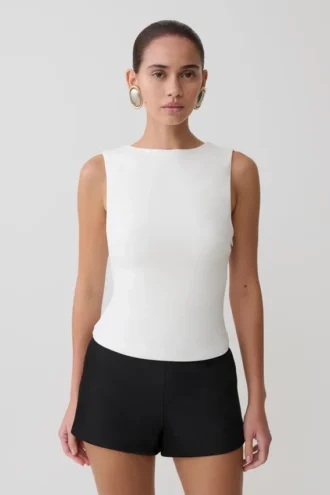 Kyra Open Back Scuba Crepe Top – White Kyra Open Back Scuba Crepe Top – White