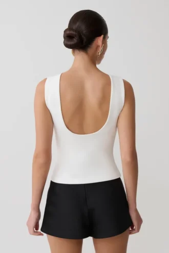 Kyra Open Back Scuba Crepe Top – White Kyra Open Back Scuba Crepe Top – White