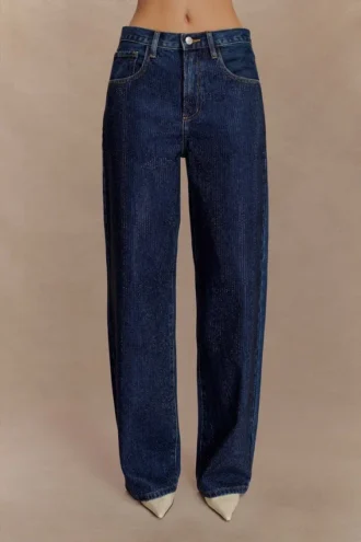 Laina Mid Rise Diamante Denim Jeans – Midnight Blue Laina Mid Rise Diamante Denim Jeans – Midnight Blue