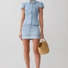 Lakoda Cuffed Denim Mini Skirt – Washed Light Blue Lakoda Cuffed Denim Mini Skirt – Washed Light Blue