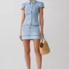 Lakoda Cuffed Denim Mini Skirt – Washed Light Blue Lakoda Cuffed Denim Mini Skirt – Washed Light Blue