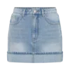 Lakoda Cuffed Denim Mini Skirt – Washed Light Blue Lakoda Cuffed Denim Mini Skirt – Washed Light Blue