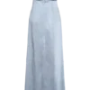 Larissa Satin Maxi Dress With Ruched Petals – Frosted Blue Larissa Satin Maxi Dress With Ruched Petals – Frosted Blue