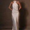 Laura Halter Satin Gown – White Laura Halter Satin Gown – White