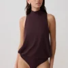 Laurelle Sleeveless Modal Draped Bodysuit – Chocolate Laurelle Sleeveless Modal Draped Bodysuit – Chocolate