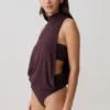 Laurelle Sleeveless Modal Draped Bodysuit – Chocolate Laurelle Sleeveless Modal Draped Bodysuit – Chocolate