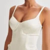 Leila Satin Corset Maxi Dress – Ivory