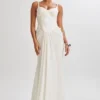 Leila Satin Corset Maxi Dress – Ivory