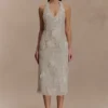 Lenore Silk Lace Halter Midi Dress – Ivory